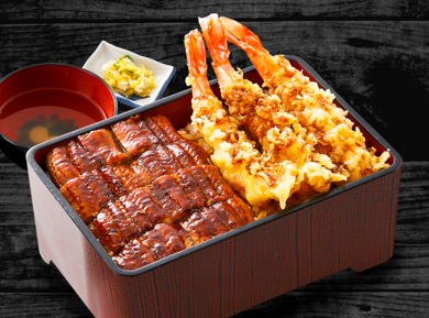 海老天が3本のった!【うなぎ海老天重】